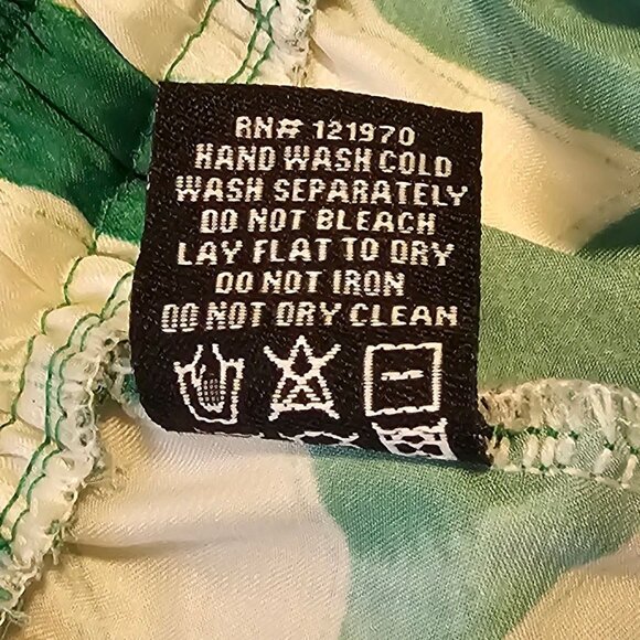 Women's Wide Leg Jade Leaf Print Satin Pants, Small - Picture 11 of 11